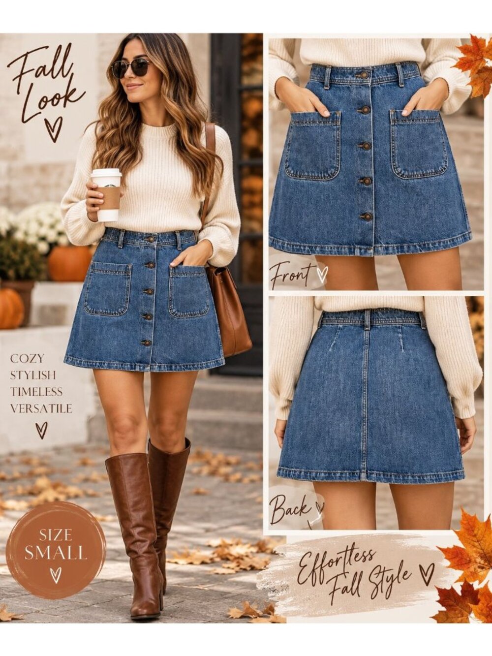 Zara Mini Skirt Small Blue Denim Button Front A Line Retro Utility Streetwear